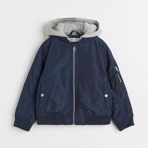 H & M hooded bomber jacket navy gray 3T